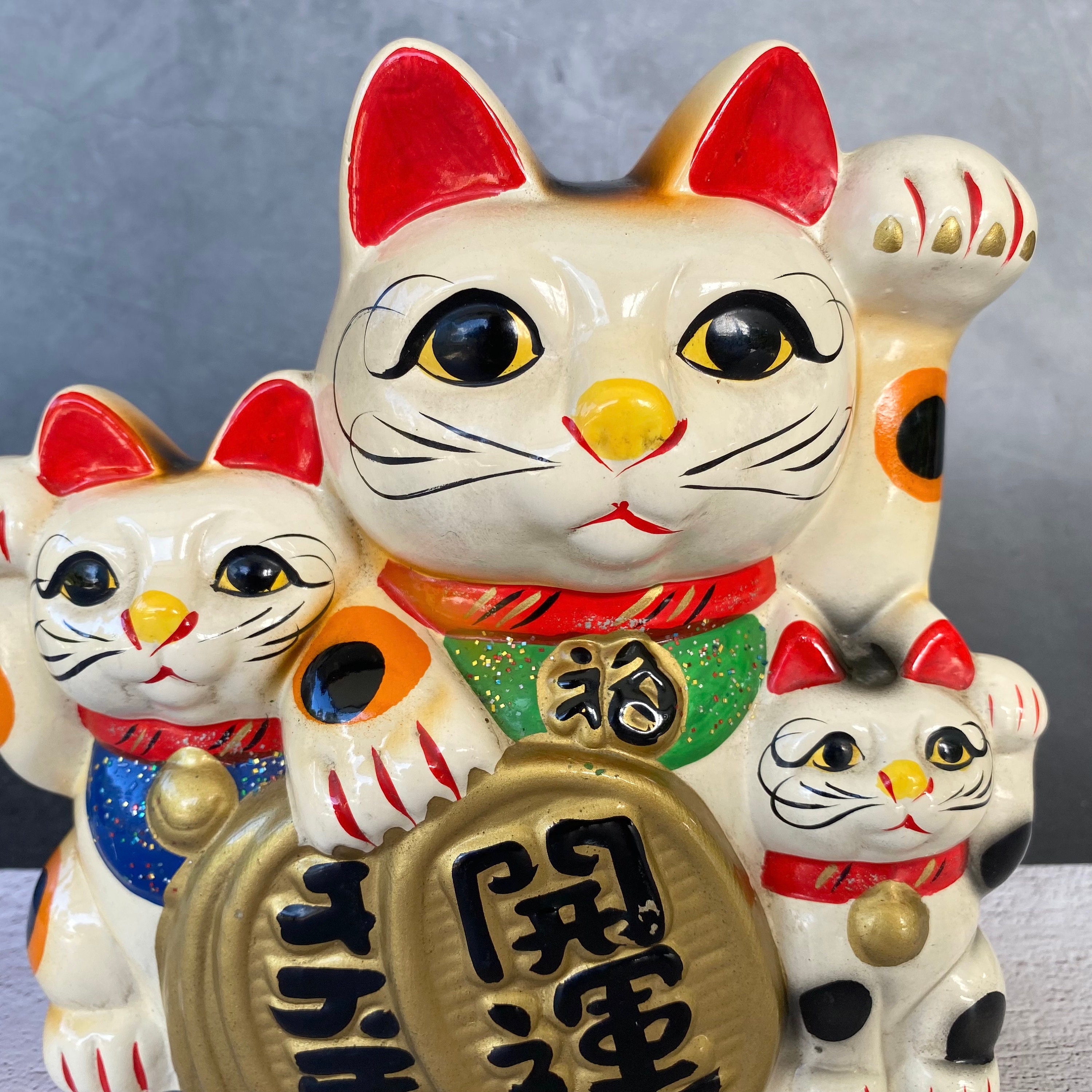 Vintage Japanese Lucky Cat Manekineko Money Box - Traditional