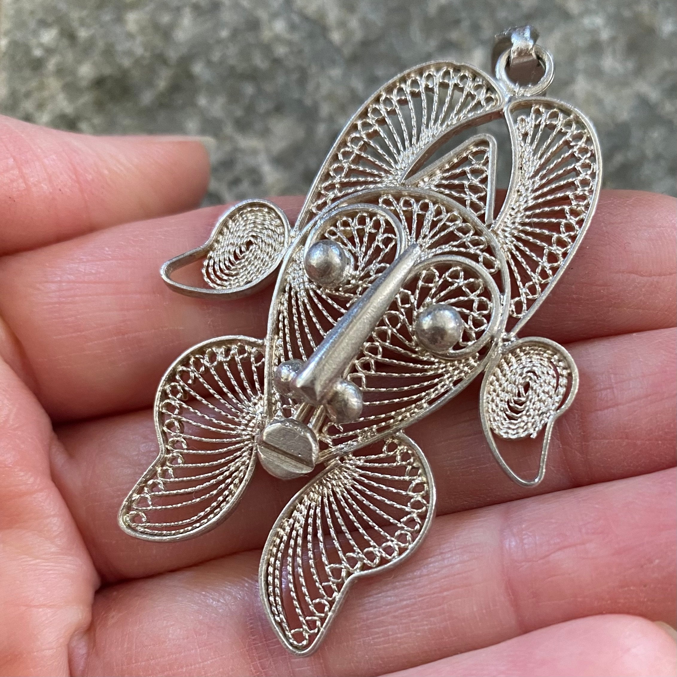 Pendentif Masque Africain Argent 925 Filigrané Vintage - Pièce Unique 43x28mm