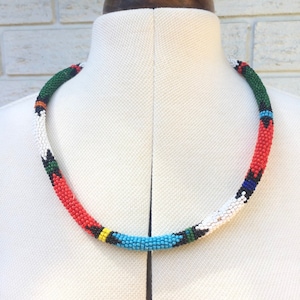 Vintage Zulu Halskette - Afrikanische Ndebele Halskette - Afrikanische Kunstperle - Traditionelles Ndebele Muster - Schöner Sammler Schmuck