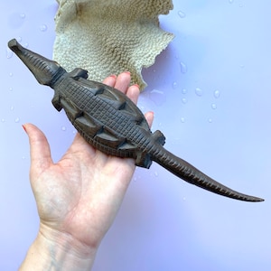 African Art - Vintage Animal Figurine - Crocodile Sculpture - Wildlife Wood Carving - Wooden Crocodile Statue - Ethnic Decor