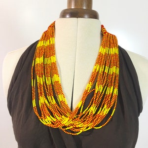 Sud Africa - Collana Zulu multifilo - Gioielli vintage con perline Zulu - Collana etnica particolare