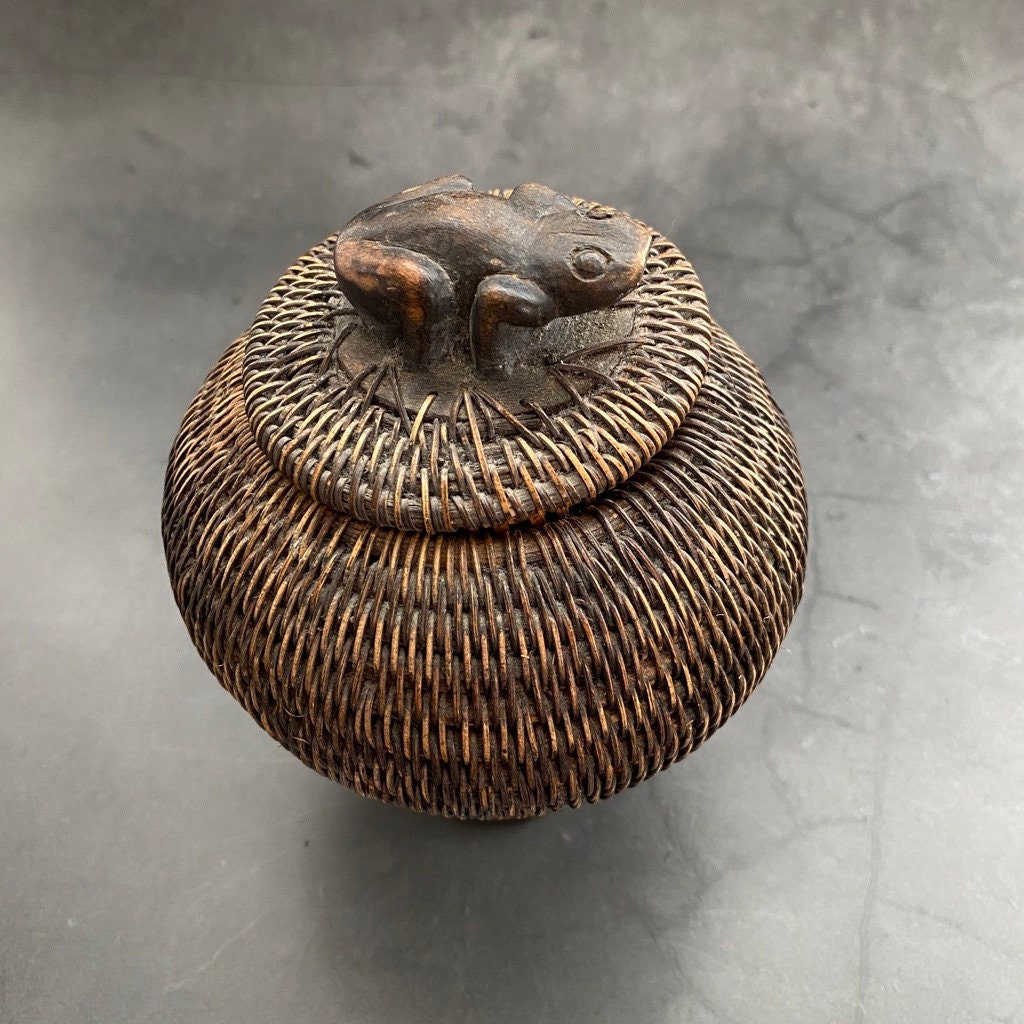 Panier Oblong Vintage – Osier Et Rotin – Indonésie – Déco Ethnique