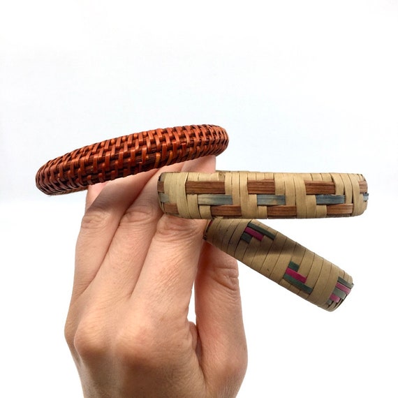 Vintage Grass Fibre Bangles - Eco-Friendly Bangle… - image 1