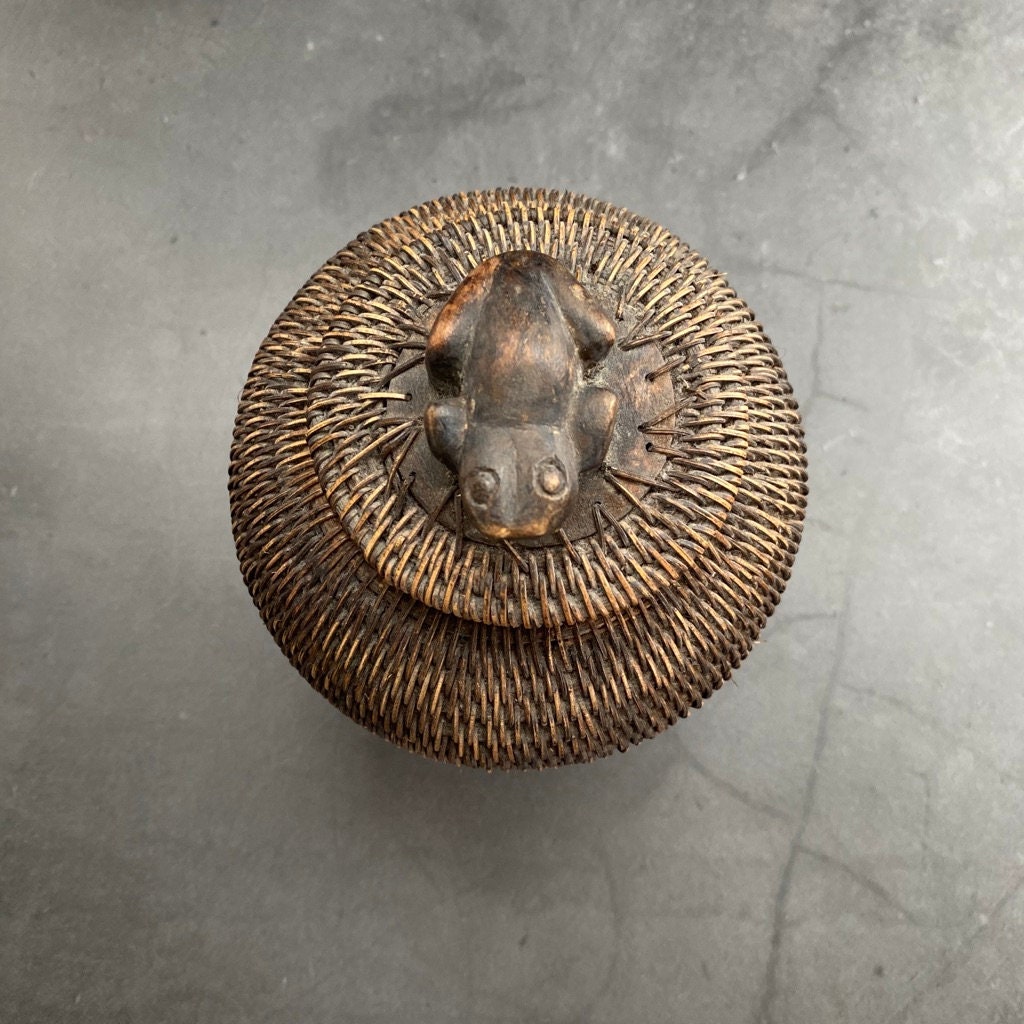Panier Oblong Vintage – Osier Et Rotin – Indonésie – Déco Ethnique