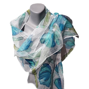 BALANCE Hand-Painted Silk Scarf, Woman Silk Scarf, Pure Silk Shawl, Wrap, Scarf painted by hand