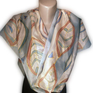 WHISPER Hand-Painted Silk Scarf, Woman Silk Scarf, Pure Silk Shawl, Wrap, Scarf painted by hand