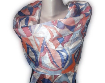 IMPULSE Hand-Painted Silk Scarf, Woman Silk Scarf, Pure Silk Shawl, Wrap, Scarf painted by hand