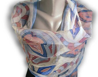 KISS Hand Painted Silk Scarf / Woman Silk Scarf, Pure Silk Shawl, Wrap, Scarf painted by hand / Hand-hemmed