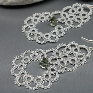 Silber Ohrringe / Brautschmuck / Spitze Ohrringe / Tatting