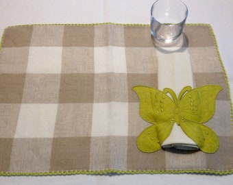 Linen 100% Green butterflies