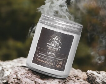 Luxury Santal Scented Candle - 7oz Hand-Poured Coconut Wax Candle with Earthy Sandalwood and Exotic Spices for a Relaxing Home Atmosphere