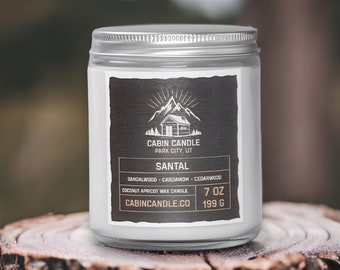 Santal Scented Candle 7oz - Le Labo Santal 26 - Free Shipping- Gender Neutral - Crackling wooden wick - Top Selling Scent - Premium