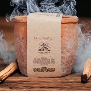 Palo Santo 10oz Plant Pot Candle - Plant Lover Gift - 4' Aged Terra Cotta - Rustic Home Decor - Zero Waste Candles