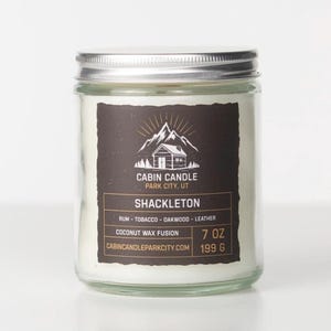 Shackleton Scented Cabin Candle - 7oz wooden wick - Coconut apricot wax - Ernest Explorer inspired - Park City Utah Gift  - Free Shipping