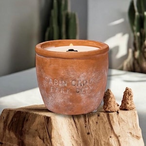 12oz Handmade Plant Pot Scented Candle- Plant Lover Gift - 4&#39; Aged Terra Cotta -Sustainable Gift -Rustic Home Decor - Zero Waste Candles