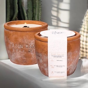 12oz Handmade Plant Pot Scented Candle- Plant Lover Gift - 4&#39; Aged Terra Cotta -Sustainable Gift -Rustic Home Decor - Zero Waste Candles