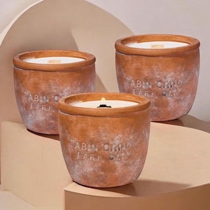 12oz Handmade Plant Pot Scented Candle- Plant Lover Gift - 4&#39; Aged Terra Cotta -Sustainable Gift -Rustic Home Decor - Zero Waste Candles