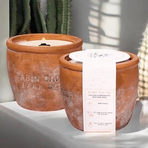 Valued client gift - Handmade Plant pot candle 12oz - Customer Gift - Thoughtful -  Wildflower seeds label - Fast free shipping