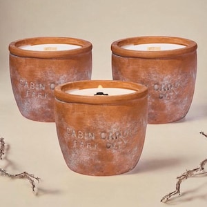 12oz Handmade Plant Pot Scented Candle- Plant Lover Gift - 4&#39; Aged Terra Cotta -Sustainable Gift -Rustic Home Decor - Zero Waste Candles