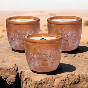 12oz Handmade Plant Pot Scented Candle- Plant Lover Gift - 4&#39; Aged Terra Cotta -Sustainable Gift -Rustic Home Decor - Zero Waste Candles