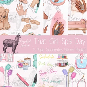 That Girl GoodNotes Stickers 5 Pages 40+ Stickers Digital Download Planner Stickers iPad Stickers PNG Files Spa Day