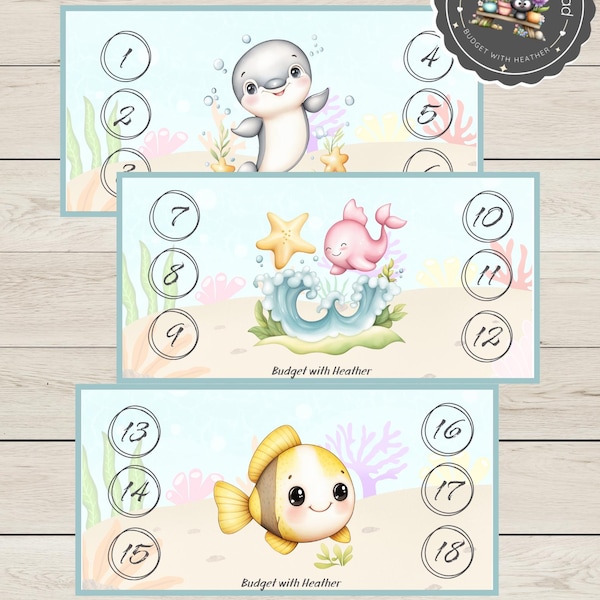 Under the Sea 52 Weekly Challenge, Saving Challenges, Set of 10 (PDF Digital Download)