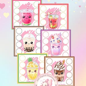 Kawaii Drinks Tiny Challenges Tracker (PDF Digital Download)