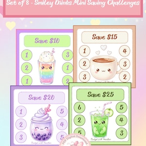 Smiley Drinks Mini Saving Challenges Set 8 (PDF Digital Download)