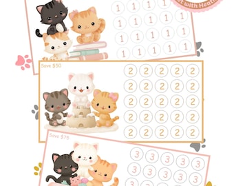 Cats Saving Challenge Printable, Low Income Savings Challenges, (PDF Digital Download)