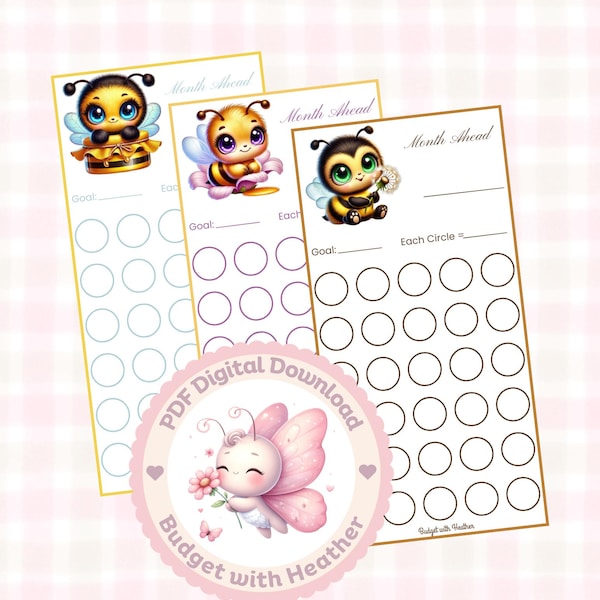 Bee Month Ahead Savings Tracker (A6 Binder, Digital Download)