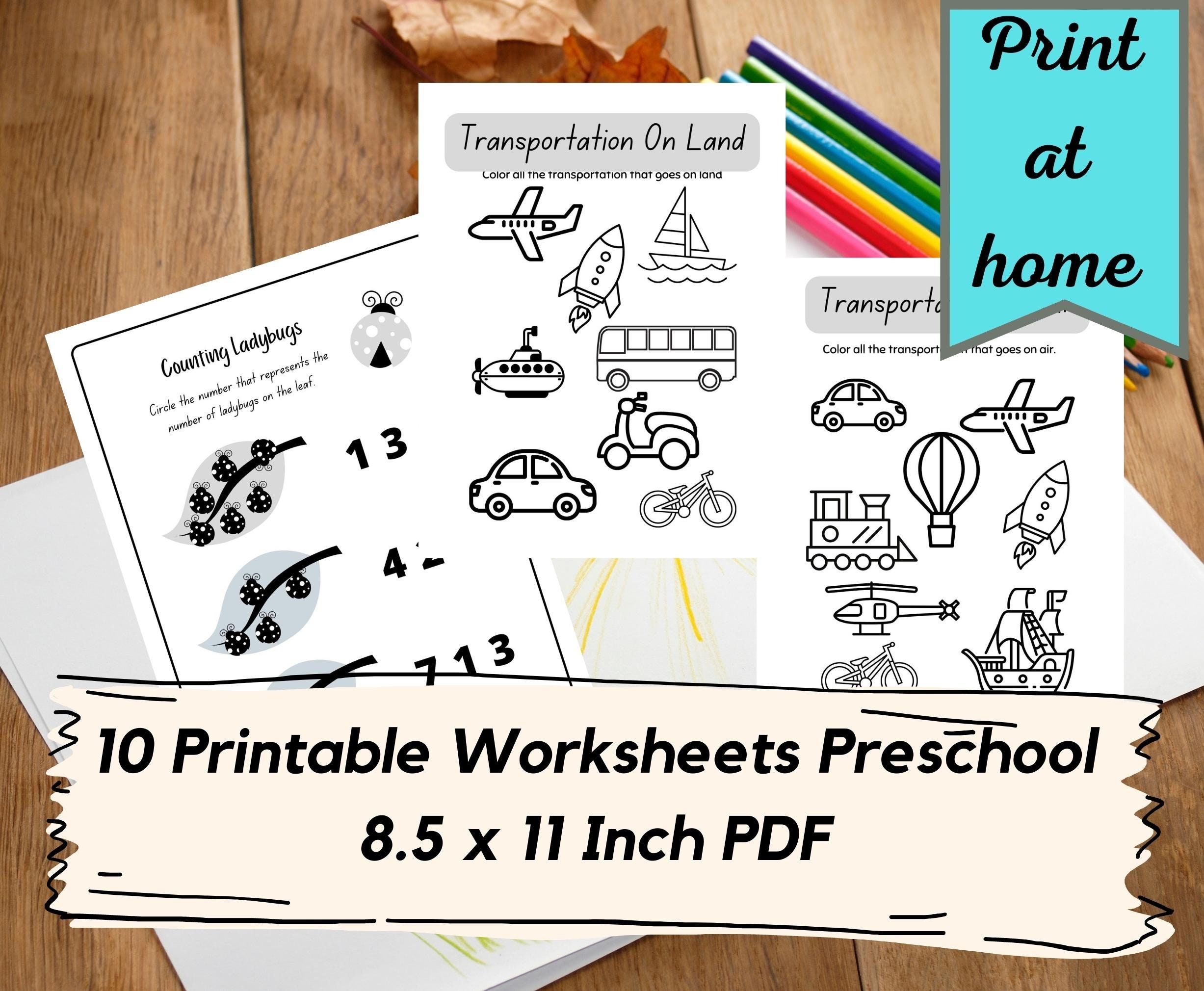 printable preschool worksheets us letter size pdf form print etsy