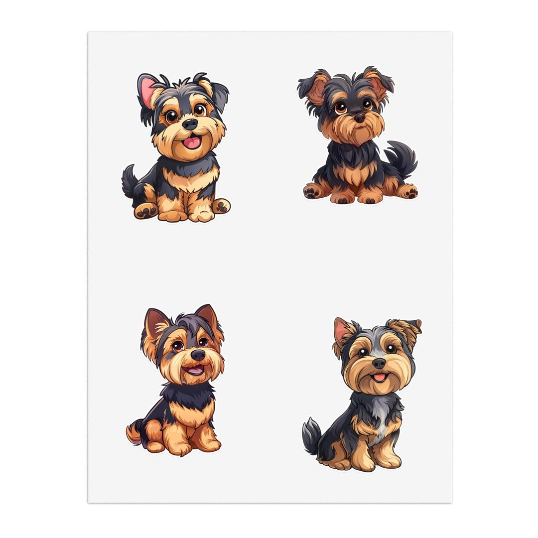 Yorkshire Sticker Sheets - Cute Dog Breed Decor, Scrapbooking, Planner ...