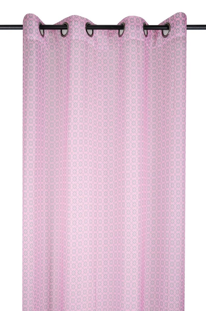 Finished curtain \u00d6sengardine Voile Pink Grey pattern 135 x 260 cm