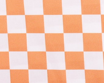 Cotton fabric Poplin Fine Poplin Check large off-white orange 1.45 m width