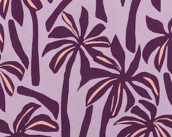 Viscose fabric Radiance for clothing palm trees purple pink 1.4 m width