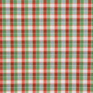 Cotton fabric traditional check green red white 1.50 m wide