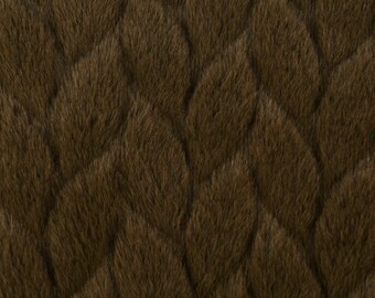 Imitation fur faux fur braid pattern khaki 1.5 m width