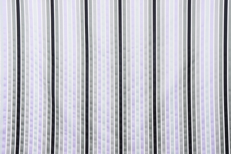 Decorative fabric satin look vertical stripes gray taupe lilac black white image 4