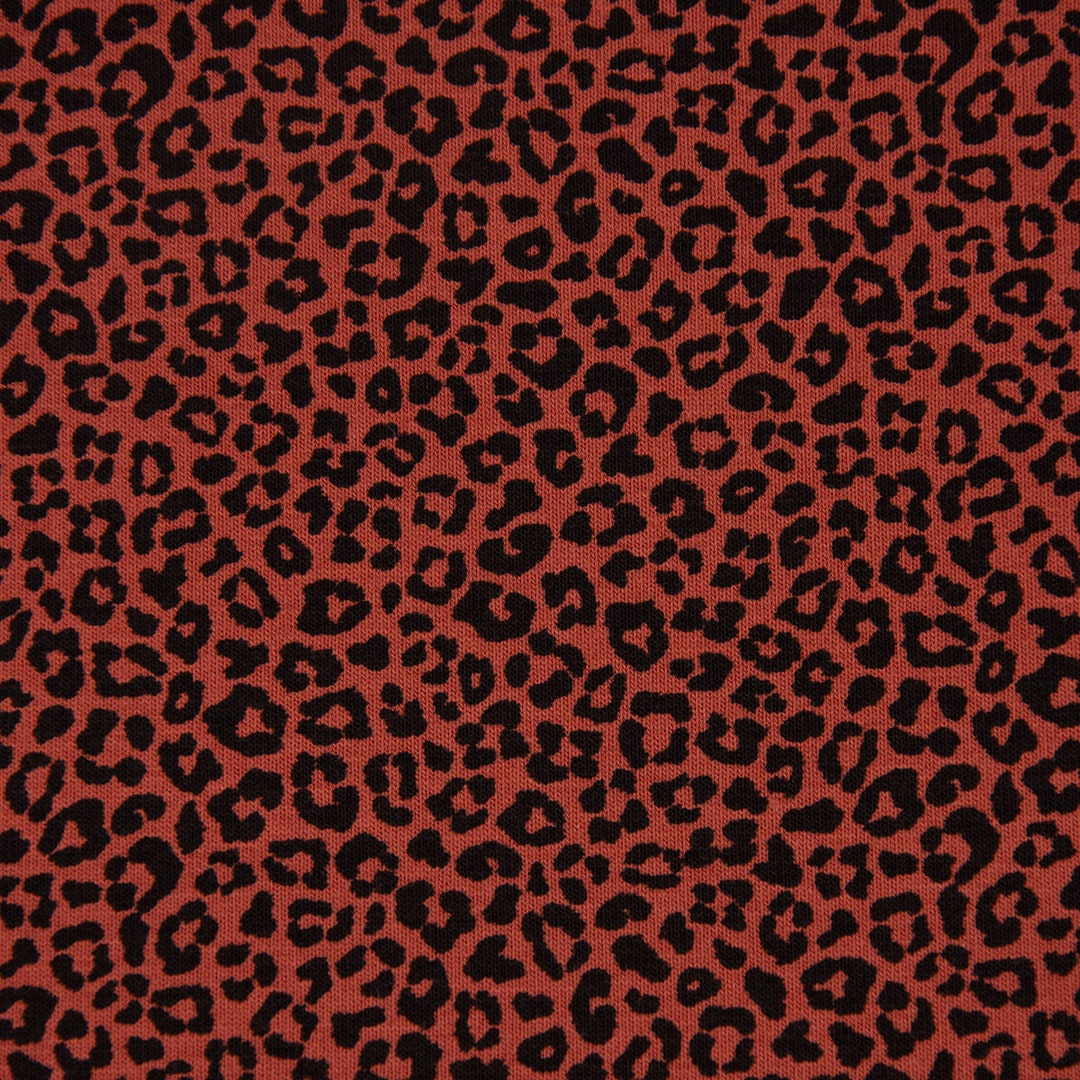 Baumwolljersey Jersey Leopardenmuster klein rost schwarz 1,45m Breite |   - Stoffe Meterwaren Nähzubehör kaufen 