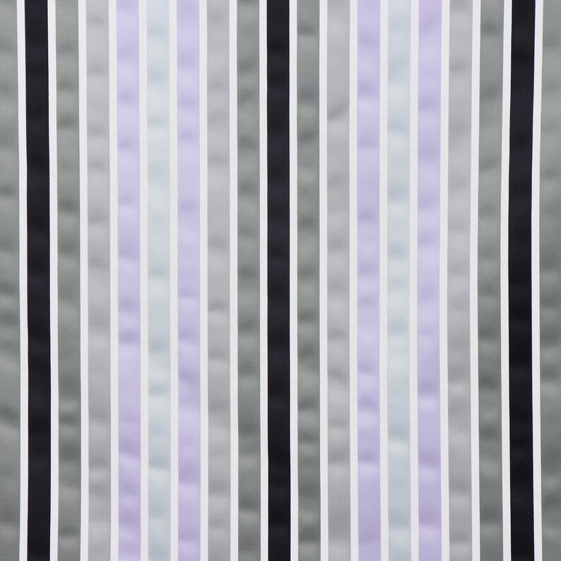 Decorative fabric satin look vertical stripes gray taupe lilac black white image 1