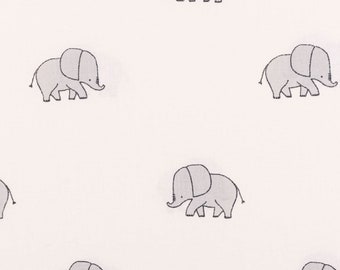 Baumwollstoff Popeline Stoff Elefanten wollweiß grau 1,45m Breite