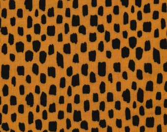 Double Gauze Musselin smooth Polka dots Strokes ochre black 1.35 m width