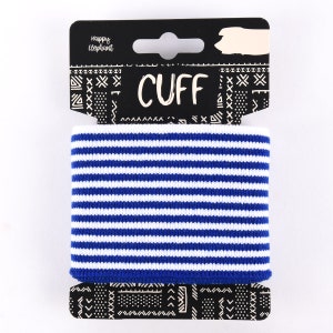 Cuff cuffs ready-made cuffs stripes thin blue white 7 x 110 cm