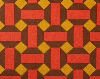 Canvas Stoff Baumwollstoff Retro Formen rot braun ocker 1,50m Breite
