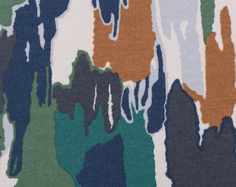 Sweat fabric by the meter Soft Sweat ABSTRACT beige green blue 1.5 m width