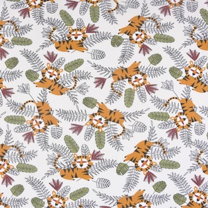 Cotton jersey jersey MOKO lion jungle grey yellow green 1.5 m width