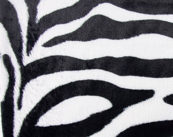 Faux fur imitation plush zebra cuddly soft white black 1.5 m width