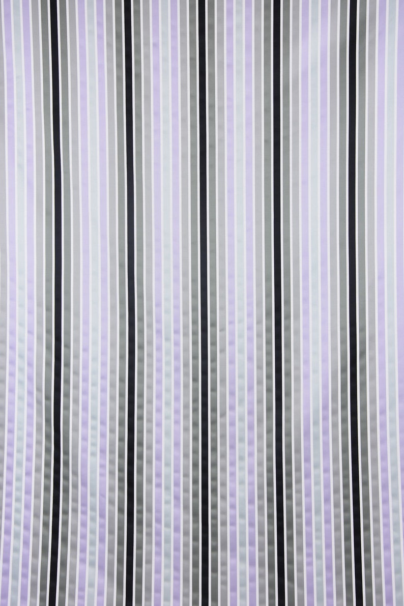 Decorative fabric satin look vertical stripes gray taupe lilac black white image 3