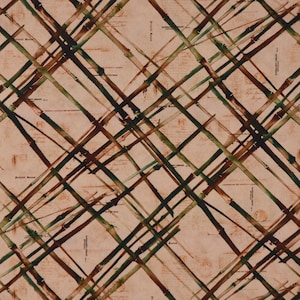 Tissu décoratif pour nappe en tissu branches de bambou beige vert marron 1,60 m