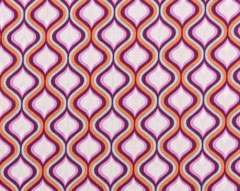 Cotton fabric poplin GEOMETRIC Retro Trellis ecru violet 1.45 m width